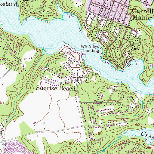 Topographic Map of Sunrise Beach, MD