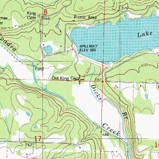 Topographic Map of Old King Cemetery, AR