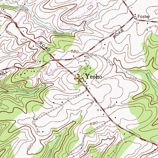 Topographic Map of Yeoho, MD