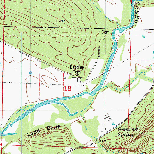 Topographic Map of Bradley Cemetery, AR