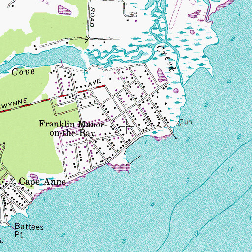 Topographic Map of Franklin Manor-on-the-Bay, MD