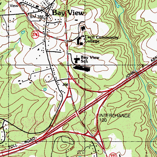 Topographic Map of Bay View School, MD