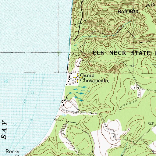 Topographic Map of Camp Chesapeake (historical), MD