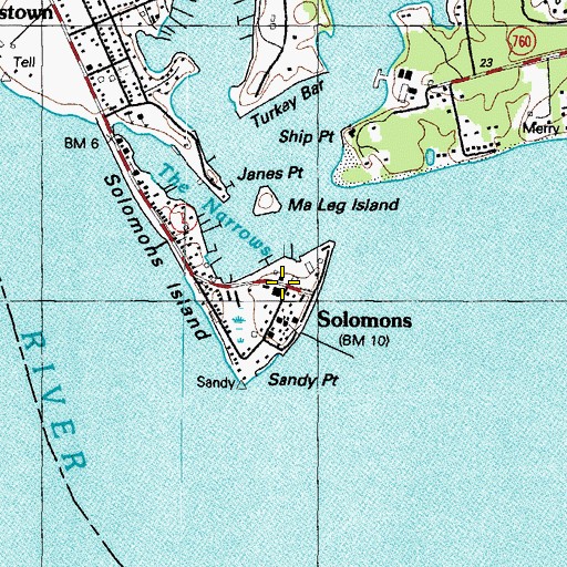 Topographic Map of Solomon (historical), MD