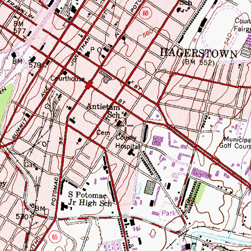 Topographic Map of Antietam School, MD
