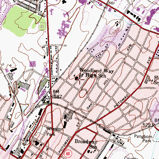 Topographic Map of Woodland Way Junior High School, MD
