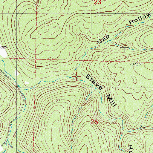 Topographic Map of Stave Mill Hollow, AR