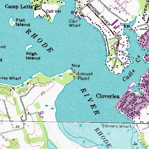 Topographic Map of Locust Point Marsh, MD