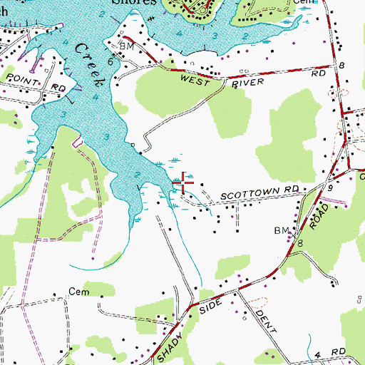 Topographic Map of Scottown Marsh, MD