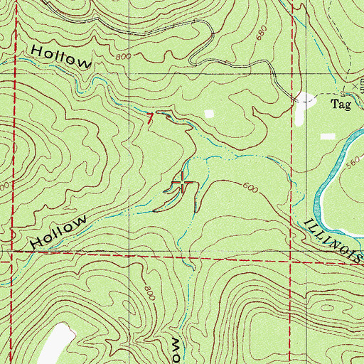 Topographic Map of Grannys Gap Hollow, AR