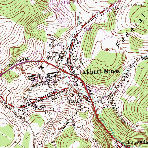 Topographic Map of Eckhart Mines, MD