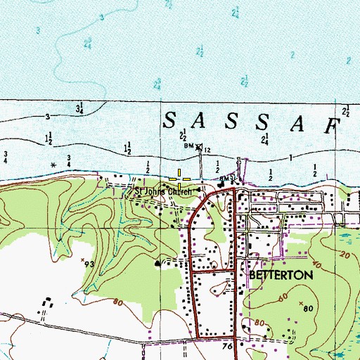 Topographic Map of Betterton Beach Park, MD