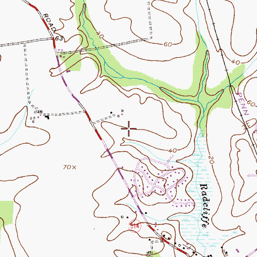 Topographic Map of Coventry Farms, MD