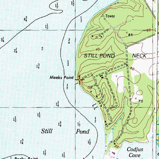 Topographic Map of Fishing Valley Landing, MD