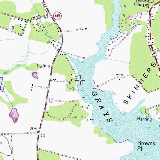 Topographic Map of Learys Wharf, MD