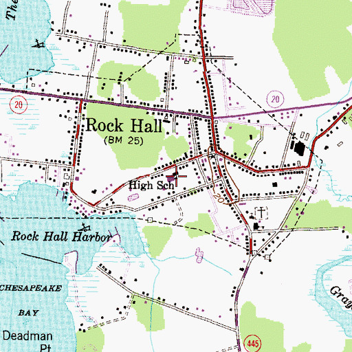 Topographic Map of Rock Hall Elementary School, MD