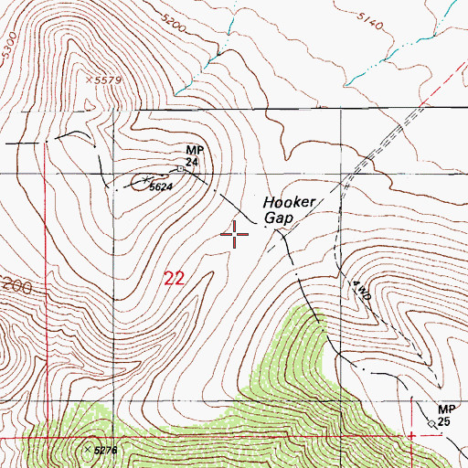Topographic Map of Hooker Gap, AZ