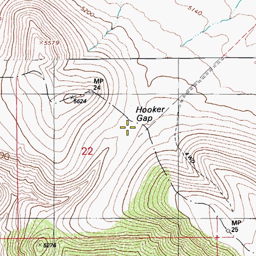 Topographic Map of Hooker Gap, AZ