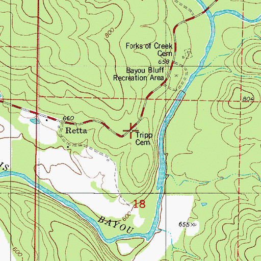 Topographic Map of Tripp Cemetery, AR
