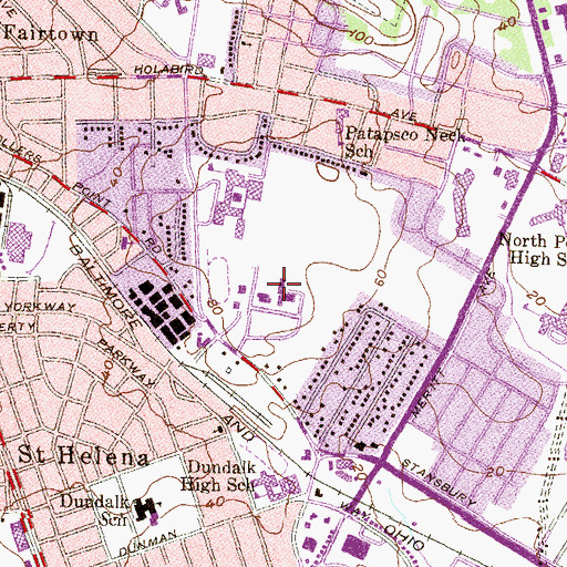 Topographic Map of Community College of Baltimore County Dundalk, MD