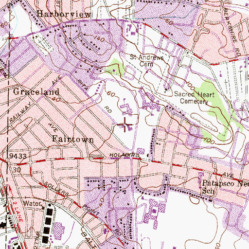Topographic Map of Dundalk Free Methodist Church, MD