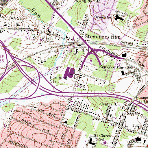 Topographic Map of Eastern Technical High School, MD