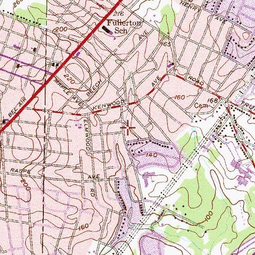 Topographic Map of Elmwood, MD
