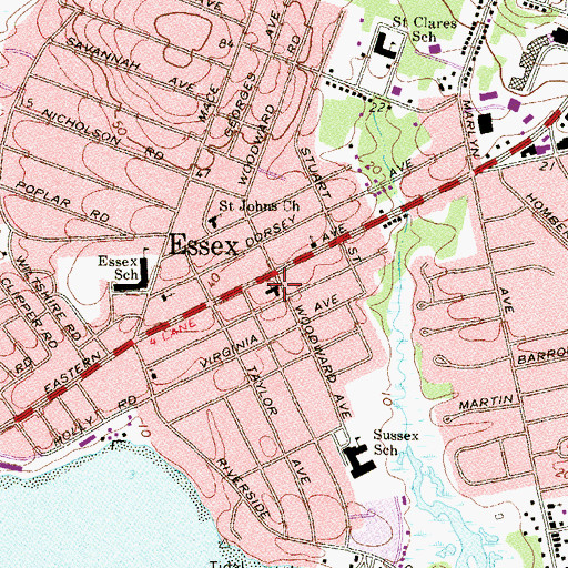 Topographic Map of Essex United Methodist Church, MD