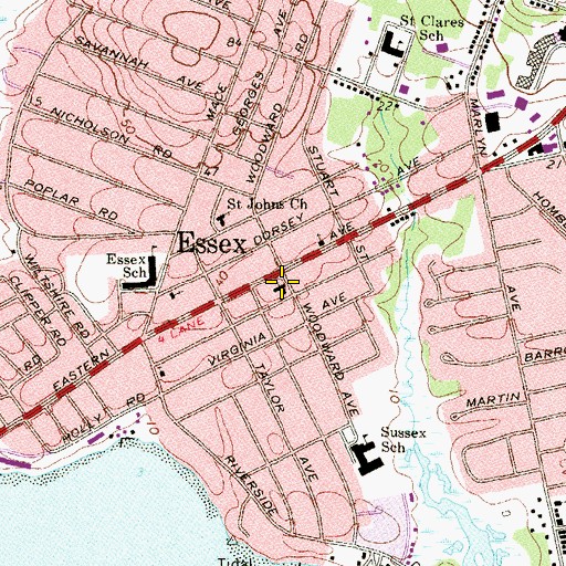 Topographic Map of Essex United Methodist Church, MD