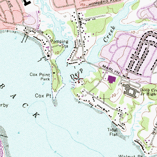 Topographic Map of Essex Yacht Harbor, MD