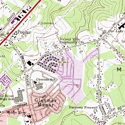 Topographic Map of Glenmar, MD