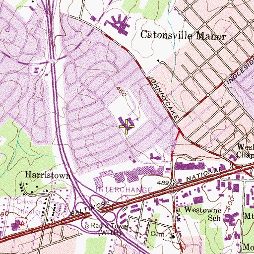 Topographic Map of Johnnycake Elementary School, MD