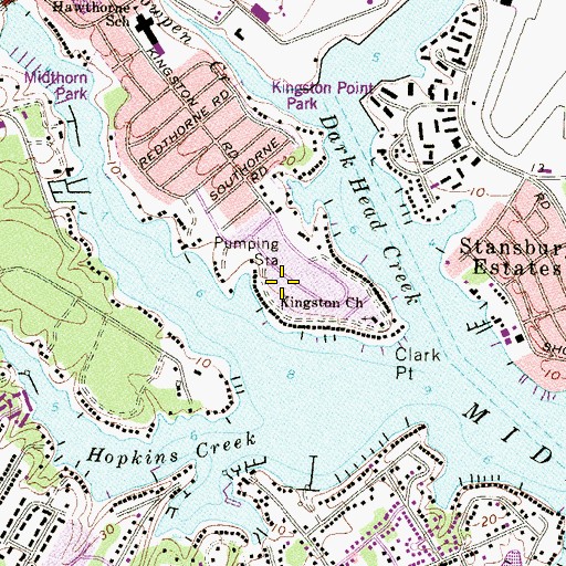 Topographic Map of Kingston Park, MD