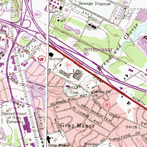 Topographic Map of North Point Plaza Shopping Center, MD