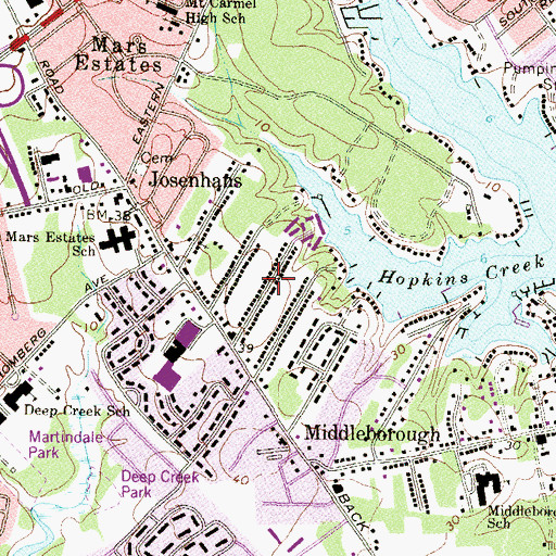 Topographic Map of Riverwood Park, MD