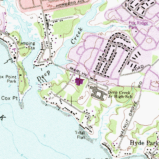 Topographic Map of Sandalwood Elementary School, MD