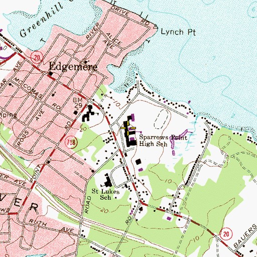 Topographic Map of Sparrows Point Middle School, MD