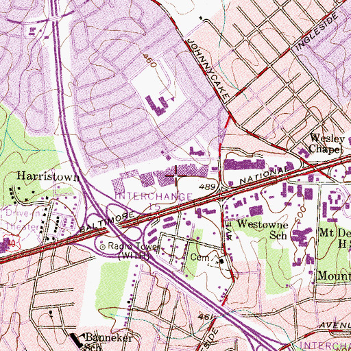 Topographic Map of Westview Shopping Center, MD