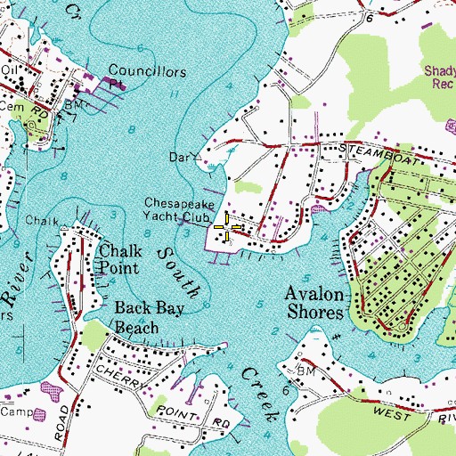 Topographic Map of Chesapeake Yacht Club, MD