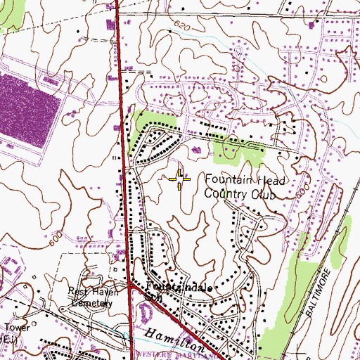 Topographic Map of Fountain Head Country Club, MD
