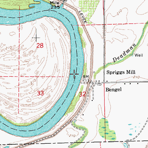 Topographic Map of Baines Bend, AR