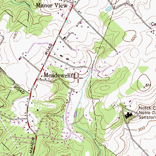 Topographic Map of Manor Springs, MD