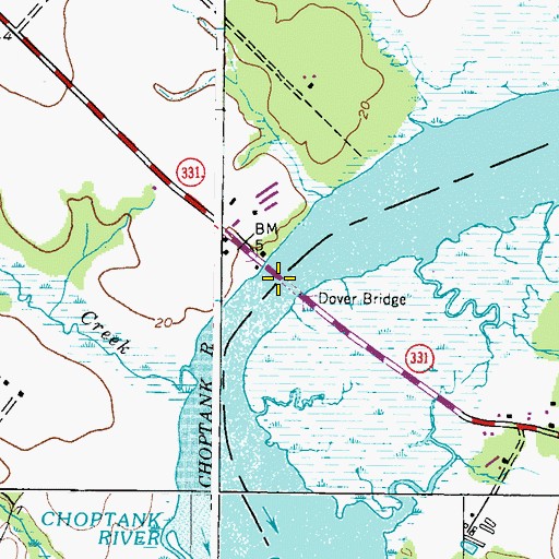 Topographic Map of Dover Ferry (historical), MD
