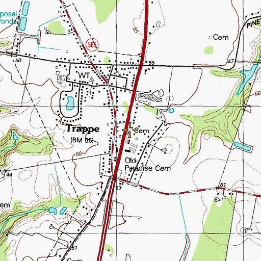 Topographic Map of Kemp Cemetery, MD