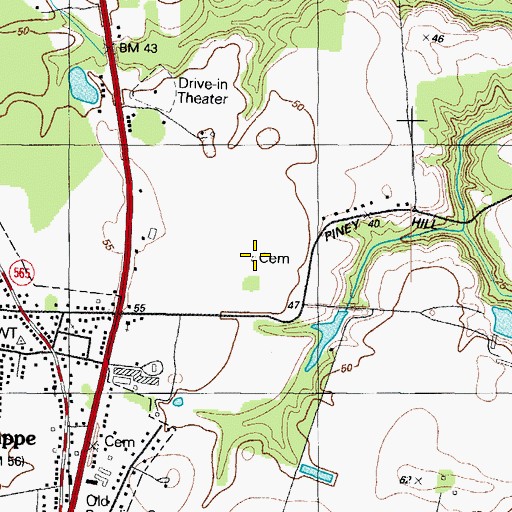 Topographic Map of Piney Hill Cemetery, MD