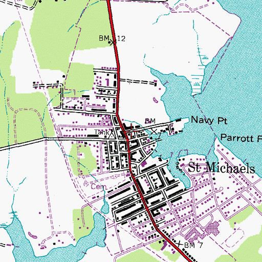 Topographic Map of Saint Michaels Town Hall, MD