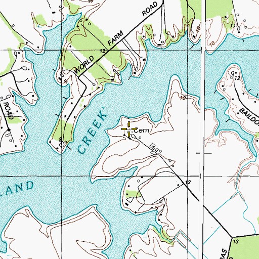 Topographic Map of Walnut Grove Cemetery, MD