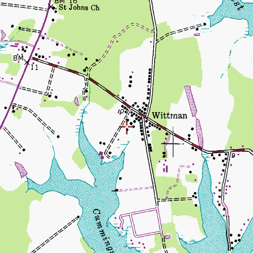 Topographic Map of Wittman Park, MD