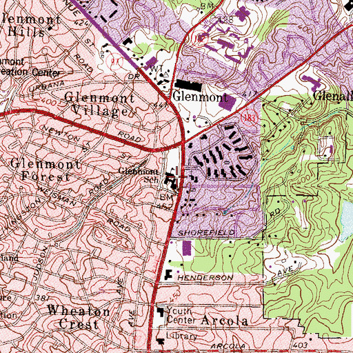 Topographic Map of Montgomery County Fire and Rescue Service Station 18, MD