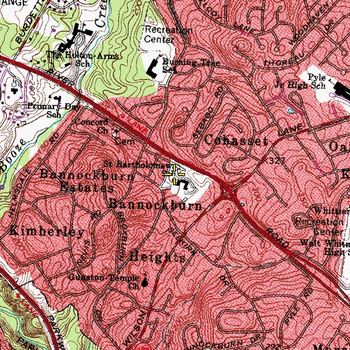 Topographic Map of Saint Bartholemew Church, MD